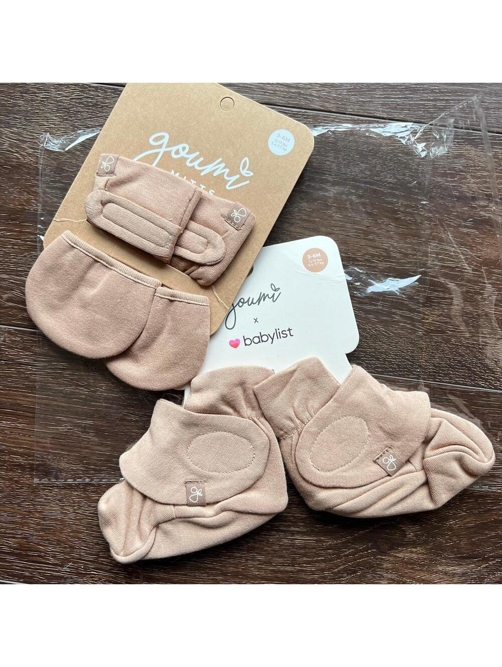 NWT Goumi Kids Sandstone Baby Mitts Boots SZ 3-6 mo Neutral Bamboo Organic